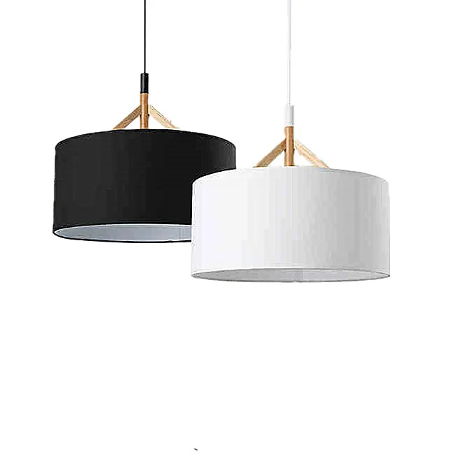 Modern Round Wooden Fabric Shade Hanging Pendant Lamp For Bedroom Frabic Light Modern Round Wooden Fabric Shade Hanging Pendant Lamp For Bedroom Frabic Light