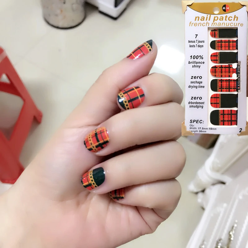 Black Rad Lattice Style Nail Arts Nail Sticker Waterproof Nail Decal Sticker Gel Polish French Manicure