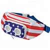 Multi function New American Flag Printed Canvas Fanny Pack with Bluetooth Speakers