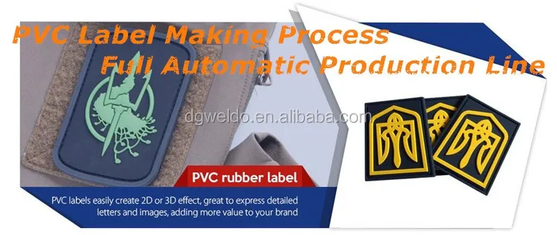 Weldo 18 colors automatic pvc rubber label making machine to make rubber labels for clothing