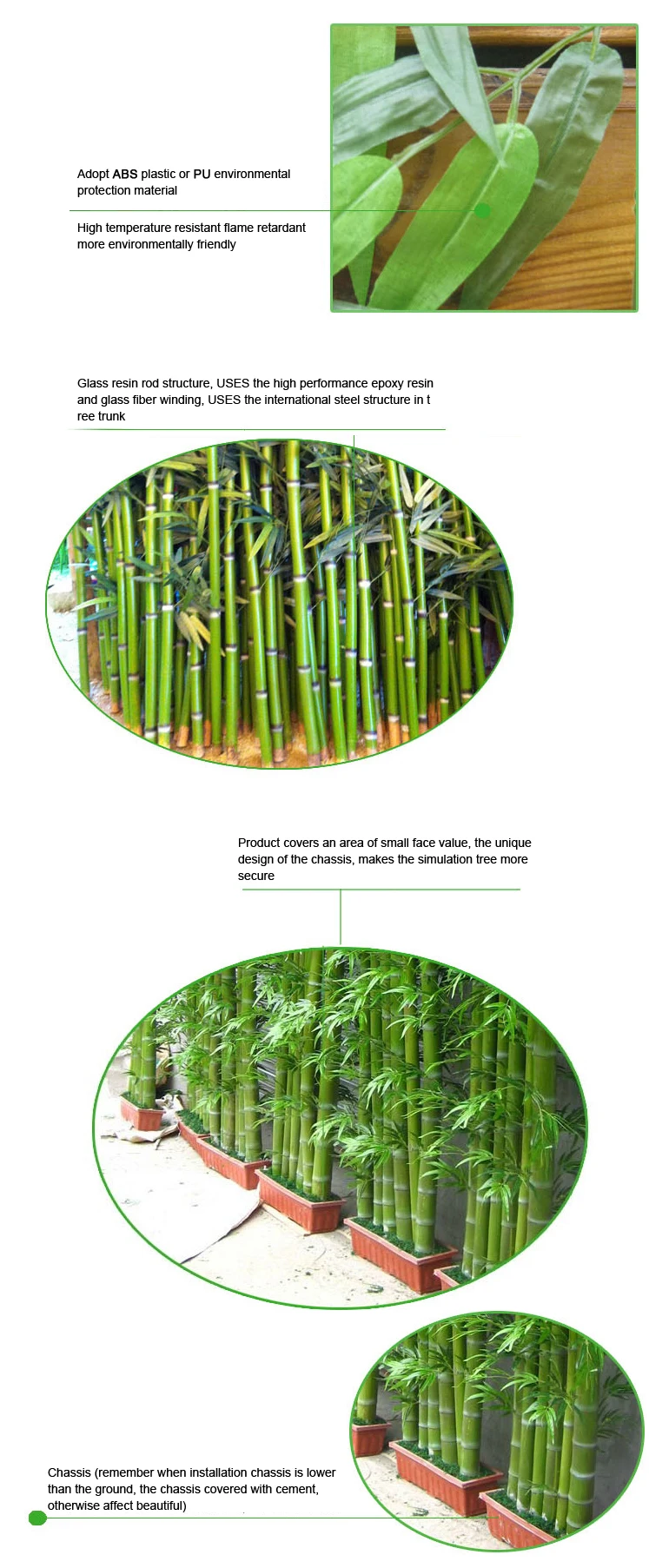 Chinese Supplier High Quality Artificial Bamboo/fake Artificial Bamboo