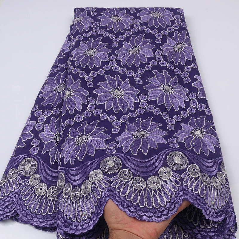 African Swiss Voile Lace in Switzerland Cotton Fabric Lace with Embroidery for Nigerian Women Dress XZ2626B