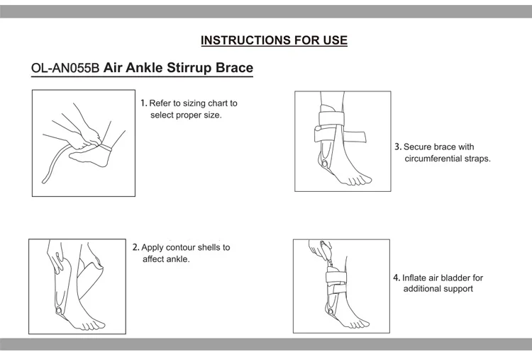 Adjustable CE Air Cast Foot Care Ankle Fracture Brace For Sport Activities