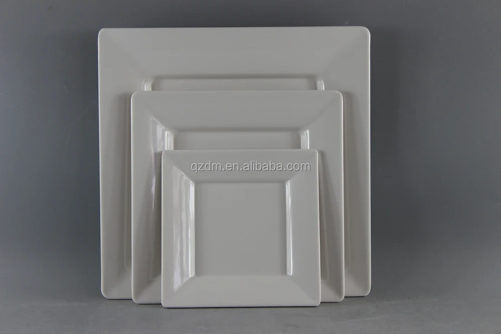 3 Size Melamine Square Plate Set,White Plate Set Square
