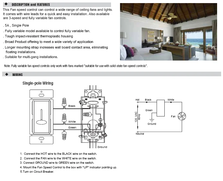 Slide Fully Variable Fan, 120V, 5A - detail 8