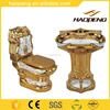 Two Pieces Sanitary Wares W C Ceramic Plating Gold Color Bathroom Toilet With Pedestal Basin