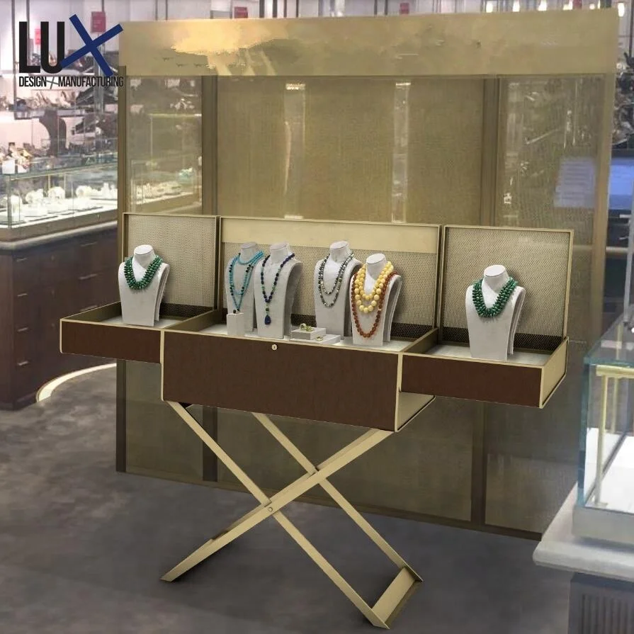 Customized Trade Shows Steel Glass Portable Jewelry Display Cases For