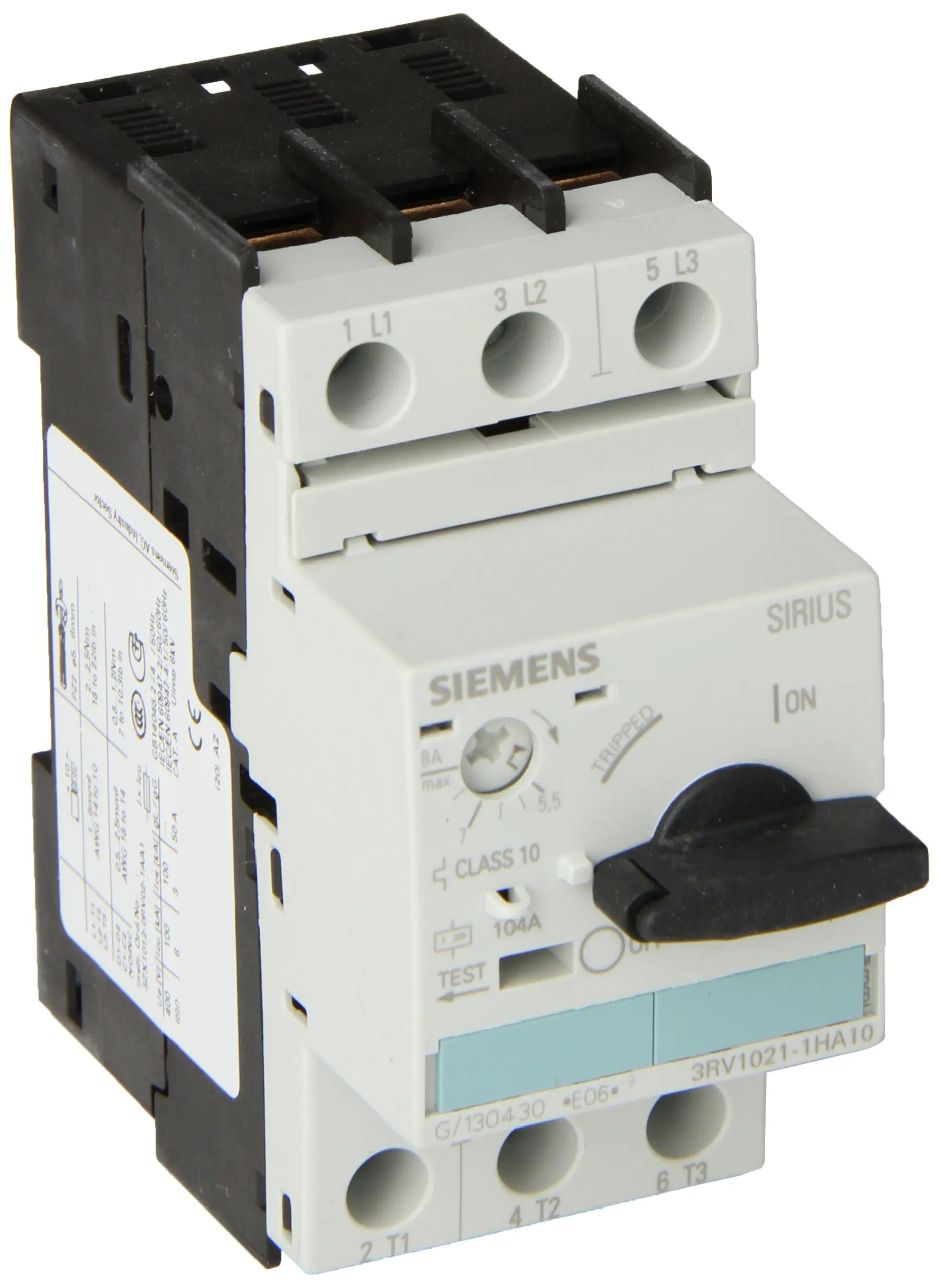 Open Type 9-12.5 FLA Adjustment Range Siemens 3RV1021-1KA10 Manual Starter and Enclosure