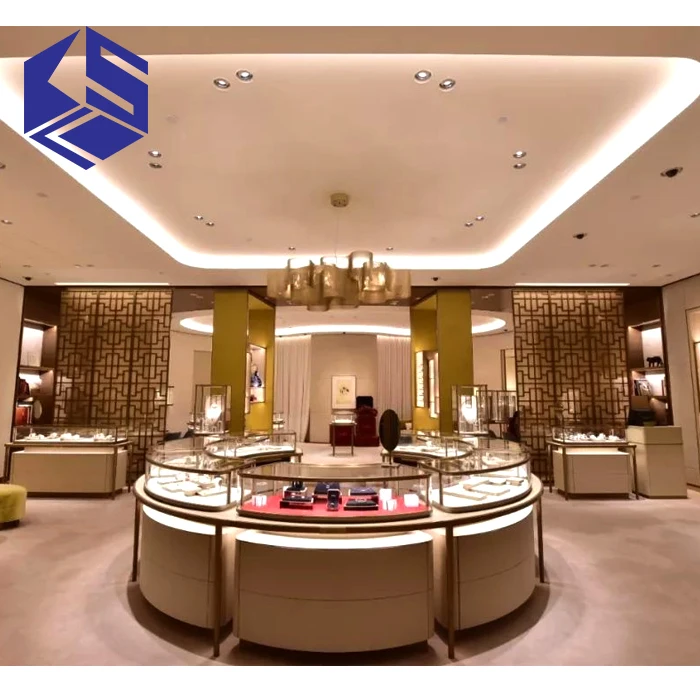 Wholesale Round Glass Jewelry Display Table For Jewellery Shop Design