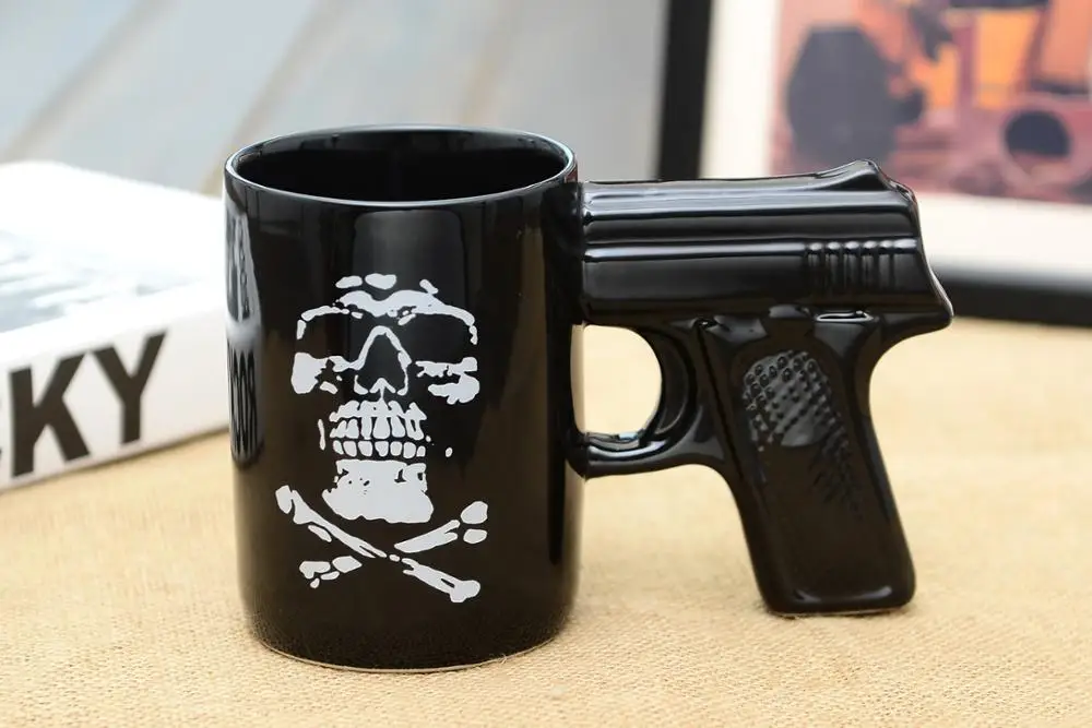 Designs Novelty Rose Gun Mug Pistol Grip Cups Creative Mugs Cafe
