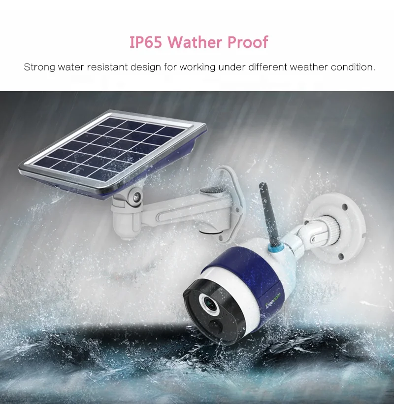 Waterproof IP65 Wifi Wireless Solar Power Camera with Motion Detection Night Vision