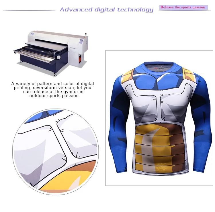 Japanese Anime Dragon Ball Cosplay Costume Son Goku Vegeta Shirts Mens Sublimation Workout Clothing