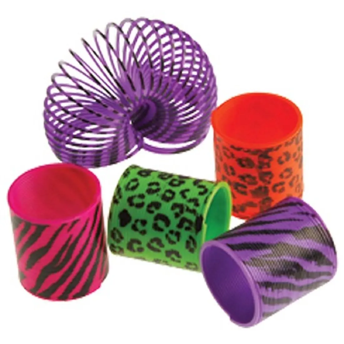 Dozen Assorted Animal Print Plastic Mini Springs