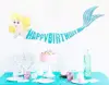 Mermaid banner Paper Glitter Mermaid Happy Birthday Banner Decoration Under The Sea Party Supplies for Kids