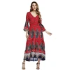 Wholesale Fashion Women Long Sleeve Casual Boho Floral Print Chiffon Dress