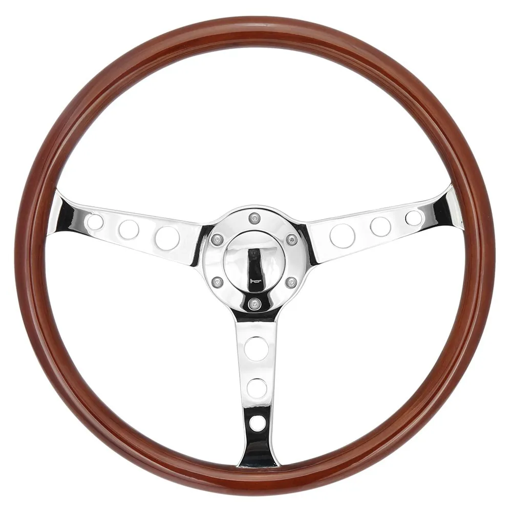 380mm Classic Steering Wheel Wood For Classic Antique Cars Real Wooden ...