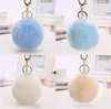 Cute Rabbit Fur Ball Downy Keychain Car Key Ring Handbag Tote Bag Pendant
