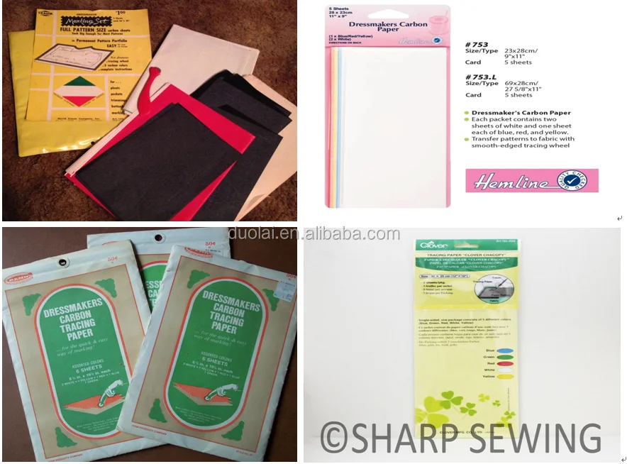 Dressmaker, Sewing Pattern Carbon Tracing Paper 5 Colors, 5 Reusable Sheets