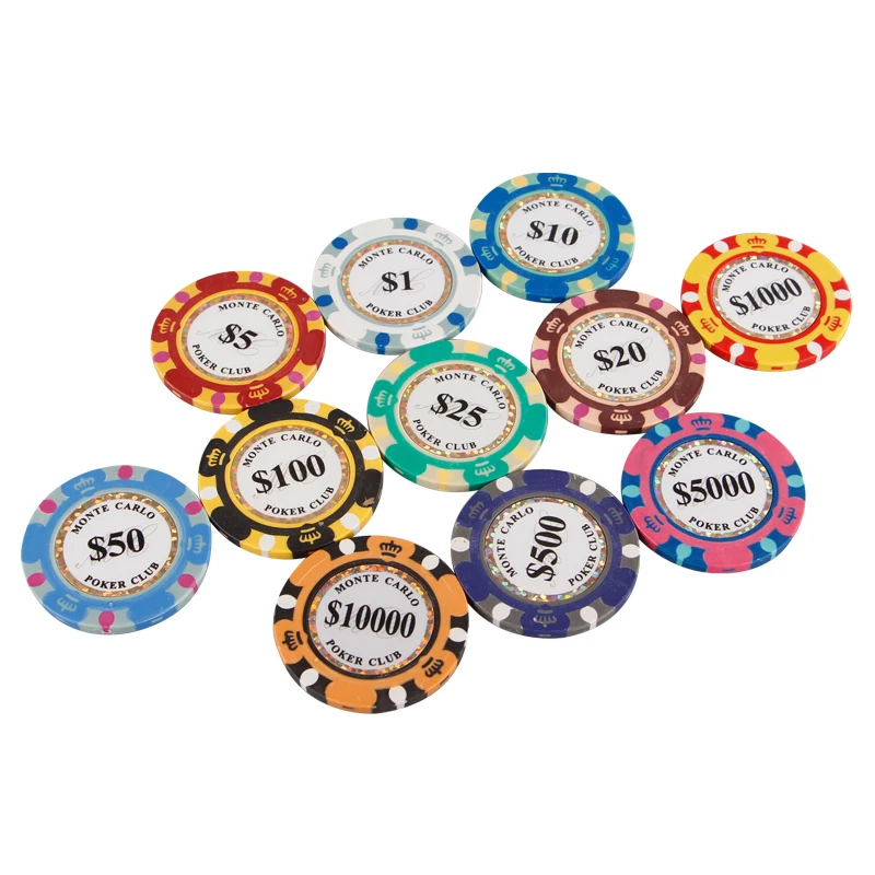 Three Color Crown Poker Chip With Gold Trim Stickers Inlay - Buy 14 ...