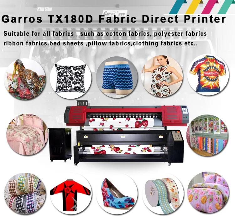 high speed 100% cotton roll to roll fabric prints Garros sublimation direct digital cotton fabric printer with 1.8m