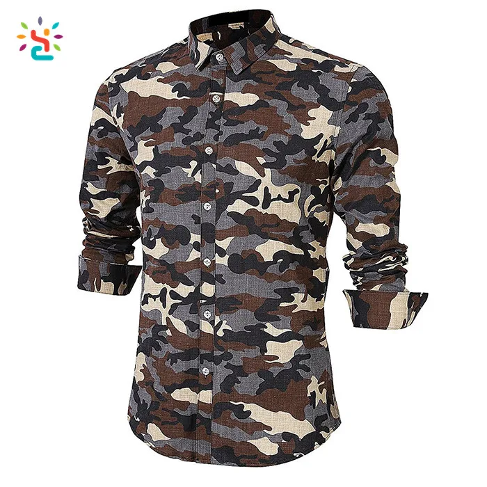 Venta Caliente De Oliva Verde Impreso Camisa Militar De Camisa Militar Verde Camuflaje