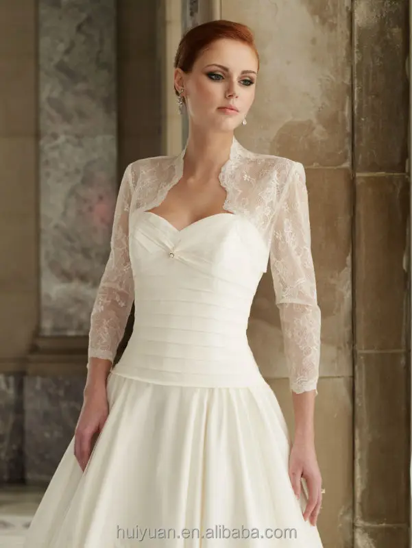 putih 3 4 lengan panjang renda pola gaun  pengantin  Gaun  