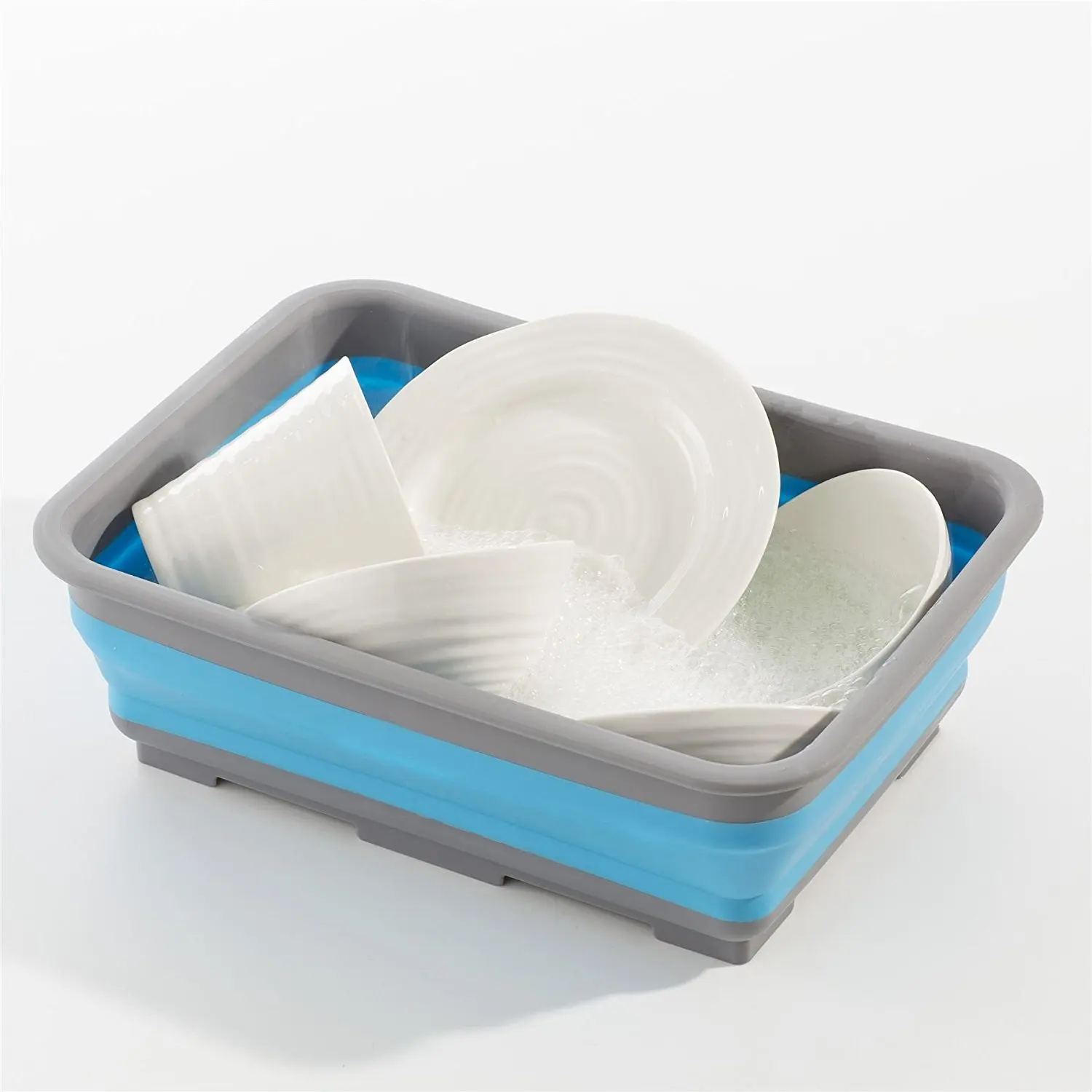 Rectangular Collapsible Foldable Washing up Dish Drainer Reusable Silicone Bowl 