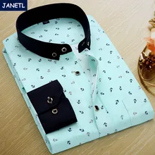 2014 Autumn Flower Print Men Shirt Long-sleeve Shirt Slim Fit Casual Shirts Fashion Men’s Clothing Camisa Masculina Plus Size