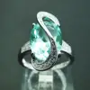 High Quality Unique Green Spinel Engagement Rings In 925 Sterling Silver Fashion Jewelry