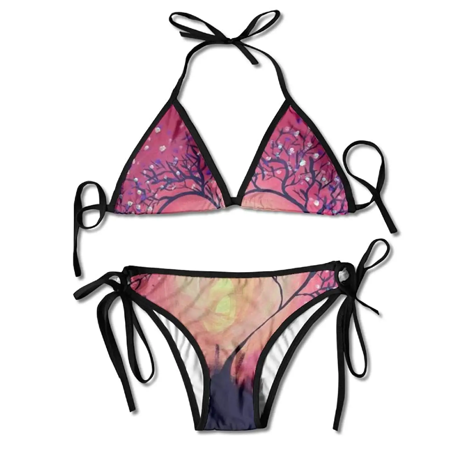 FDJKHY Personalized Women Bikini-Cute Paintings Swimsuit Beachwear