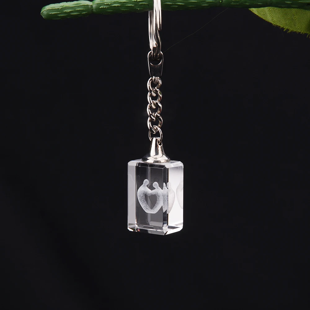 3d Laser Engraved Cube Christmas Gifts Crystal Led Keychain Glass Photo