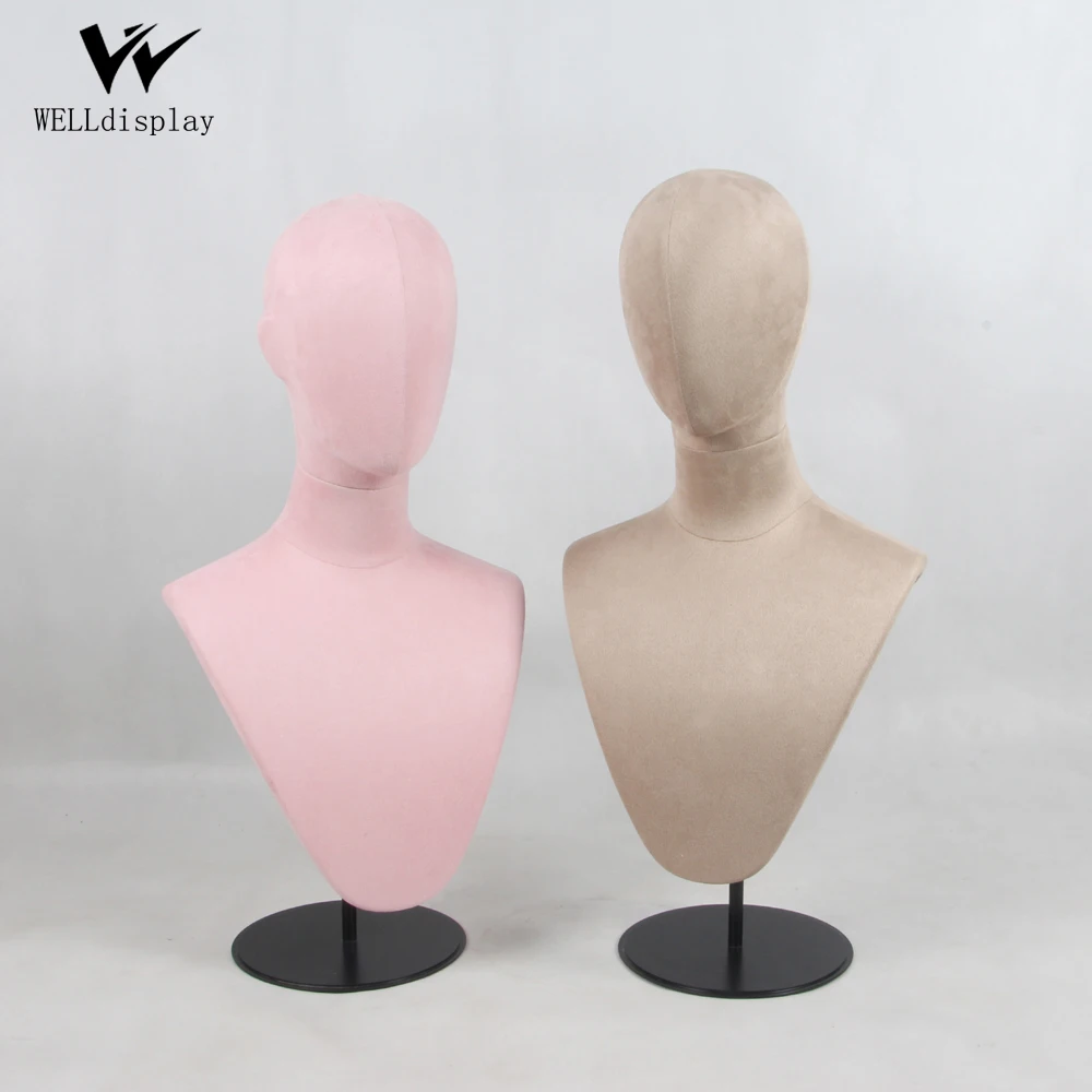 Hot Fabric Wrapped Dummy Jewellery Necklace Forms Stockman Mannequin Jewelry Display For Woman