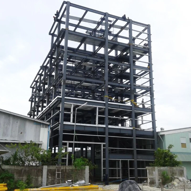 Low cost permanent prefab steel door structure multi storey warehouse