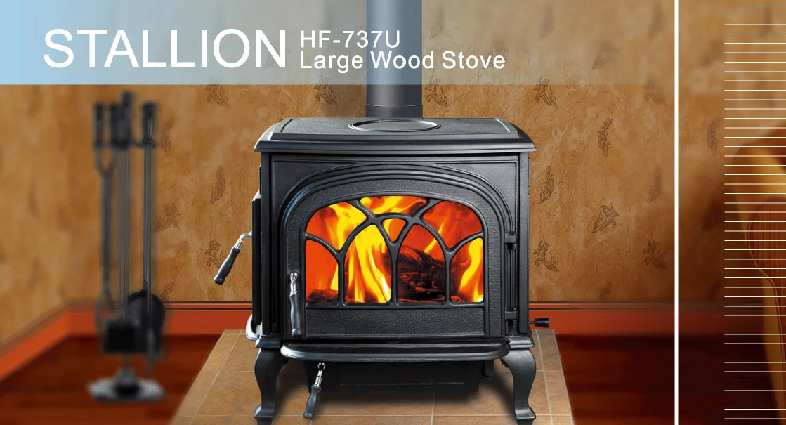 Morden Hf737u Double Door Wood Stoves Cast Iron High Efficiency