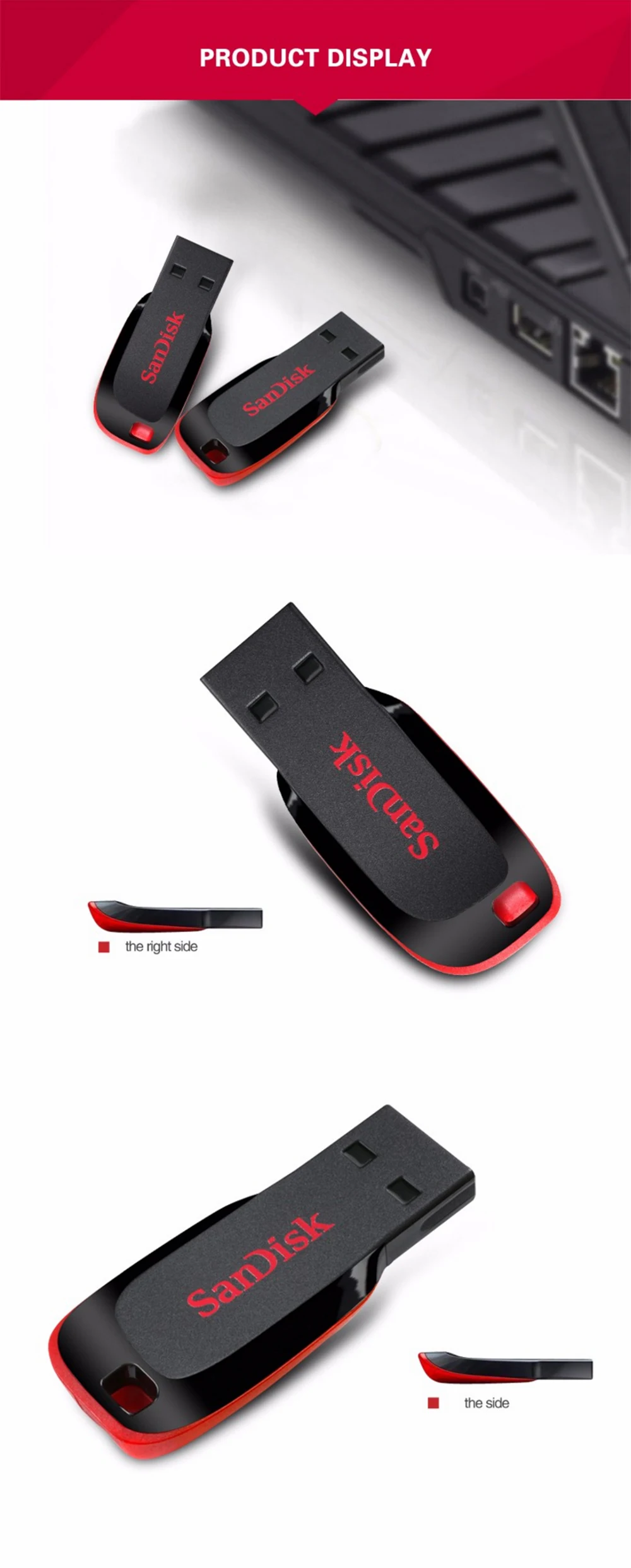 100% Original SanDisk CRUZER BLADE USB FLASH DRIVE CZ50 USB 2.0 128G 64G 32G 16G 8G 4G mini Pen Drive PenDrive