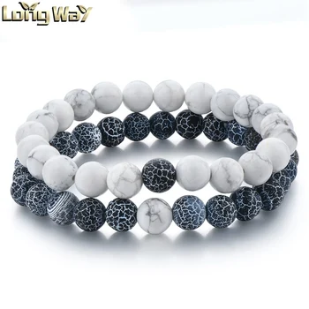 White Howlite Bracelet Weathered Granite Statement Natural White Howlite Bracelet Weathered Granite Statement Natural Stone