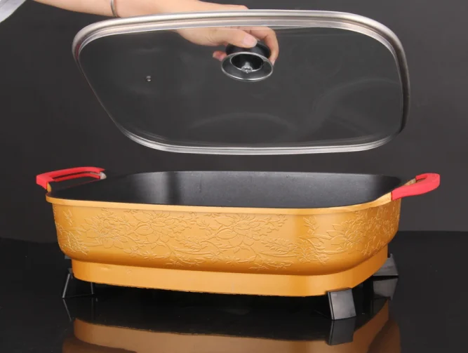 Diecast Aluminum Rectangular Electric Skillet And Deep Frying Pan