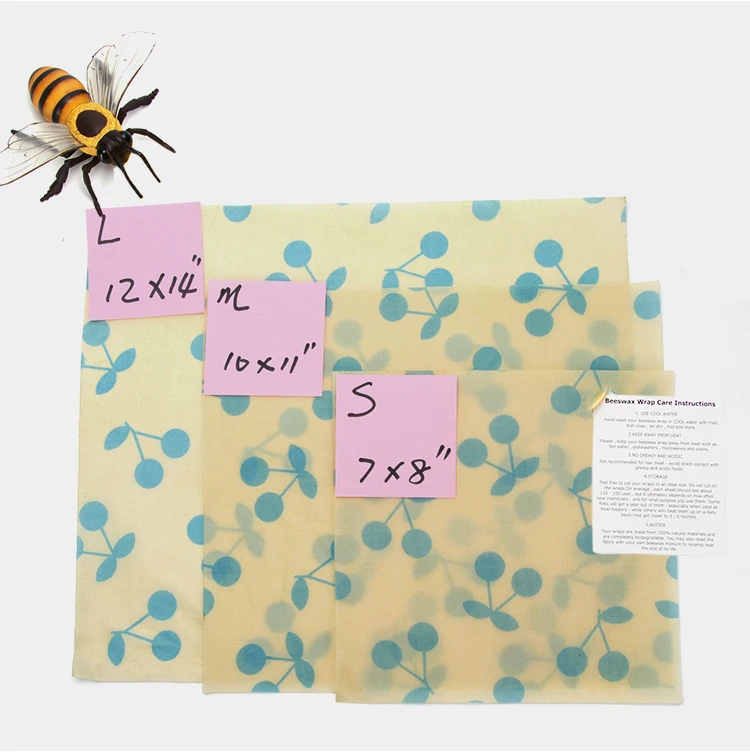 Eco Friendly Reusable Beeswax Food Wraps, Biodegradable, Sustainable Plastic Free Food Storage-1 Small, 1 Medium, 1 Large