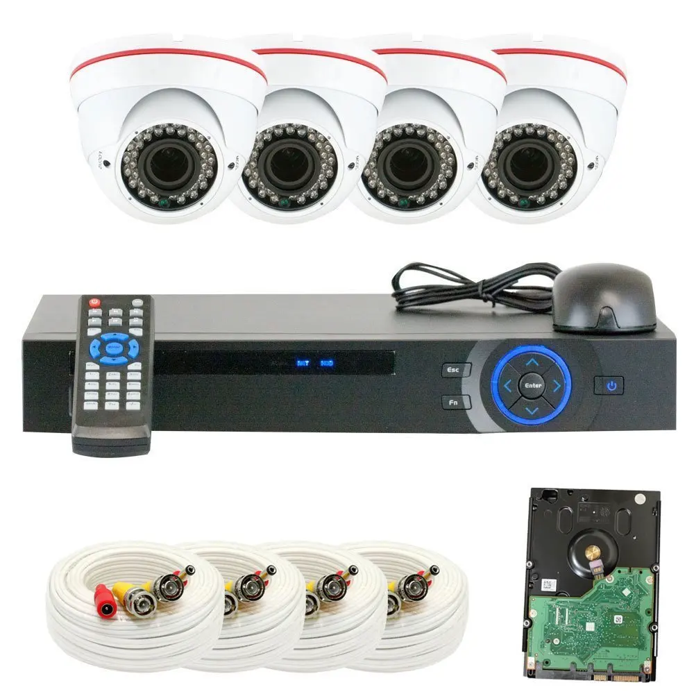 Buy Professional 4 Channel Hdcvi Dvr Security Camera System With 2 X 1 2 8 2 0 Mega Pixels Hdcvi Sony Cmos Cctv Security Camera 2 8 12mm Manual Varifocal Lens One Is 72pcs Infrared Led 164