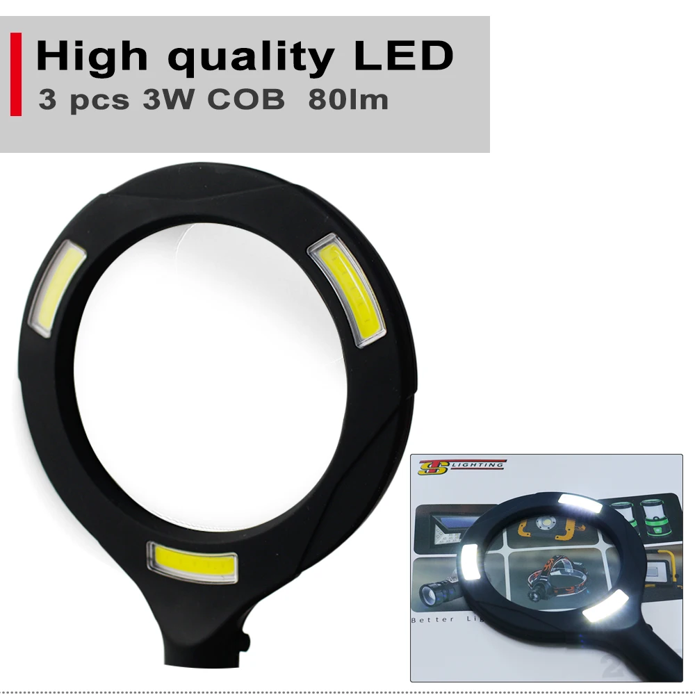 New style 3 W Cob led magnifying glass lamp for reading manufacture