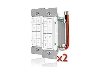 INSTEON 2334-222 Remote Control Dimmer KeyPad, 8-BUTTON - White ( 2 PACK ) - Works with Amazon Alexa for voice control (Insteon Hub required)
