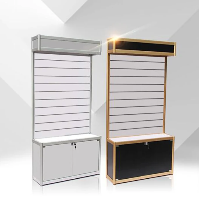 Hot Aluminum Slat Wall Display Rack,Lockable Display Furniture For Cell