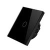 EU one button glass panel WiFi wall touch led light wireless switch
