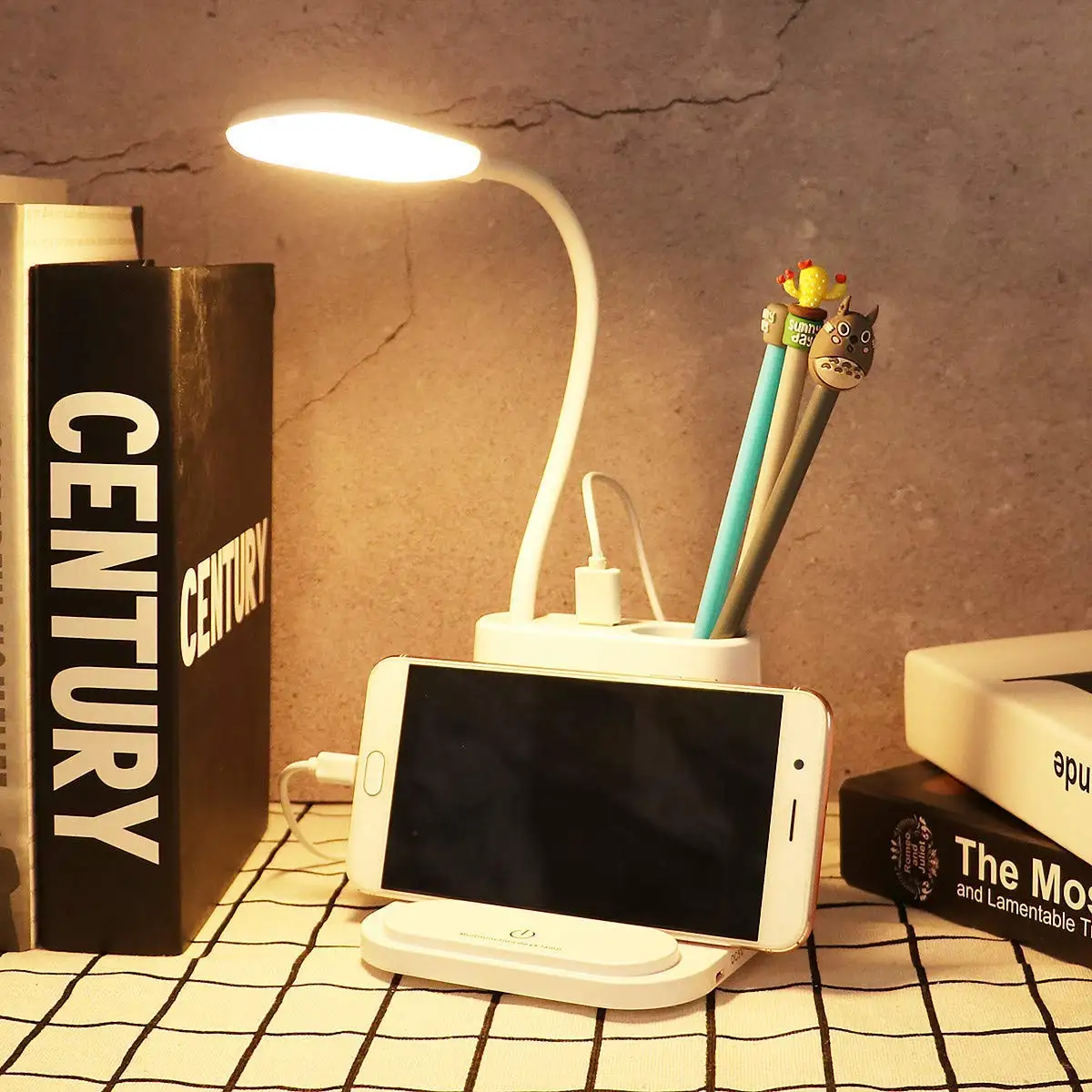 YARRAE 2018 Multifunction LED Desk Lamp with USB Charging Port and Pen Holder