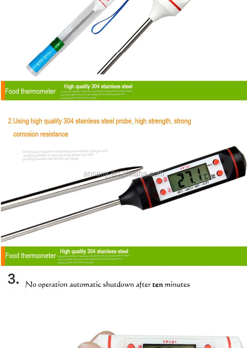 Tp101 Digital Probe Meat Thermometer Kitchen Cooking Bbq Food Instant ...