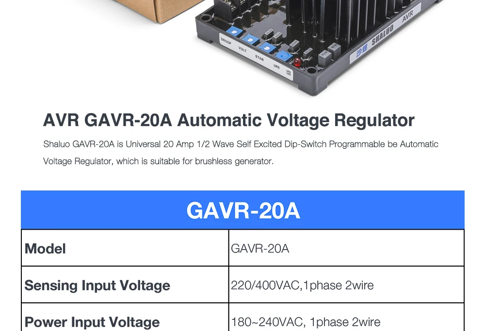 El alternador sin cepillo universal diesel parte el regulador de voltaje automático AVR GAVR 20A