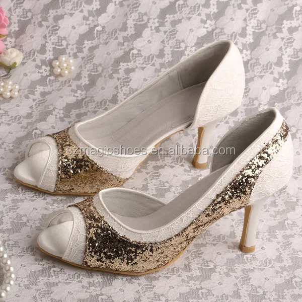 gold glitter prom shoes