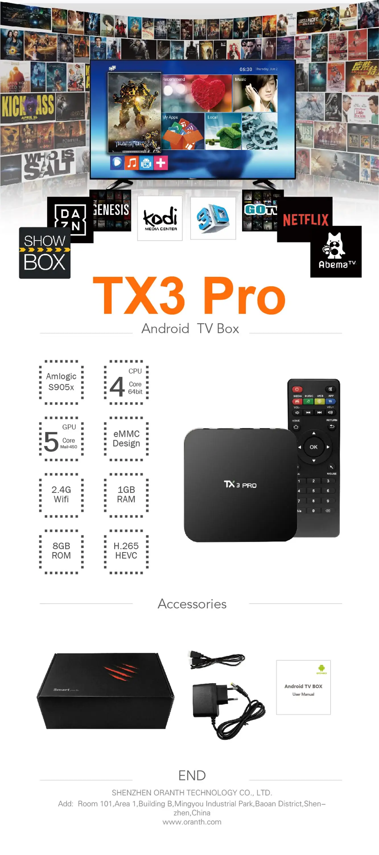 Tx3 Pro Amlogic S905x Android 6 (1gb 8gb ) Android Tv Box