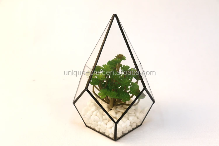 Black Teardrop Geometric Glass Terrarium Succulent Planter