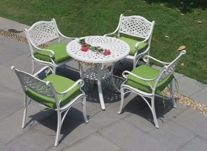 Juego De Comedor Para Patio De Aluminio Fundido,5 Piezas,Para Jardín